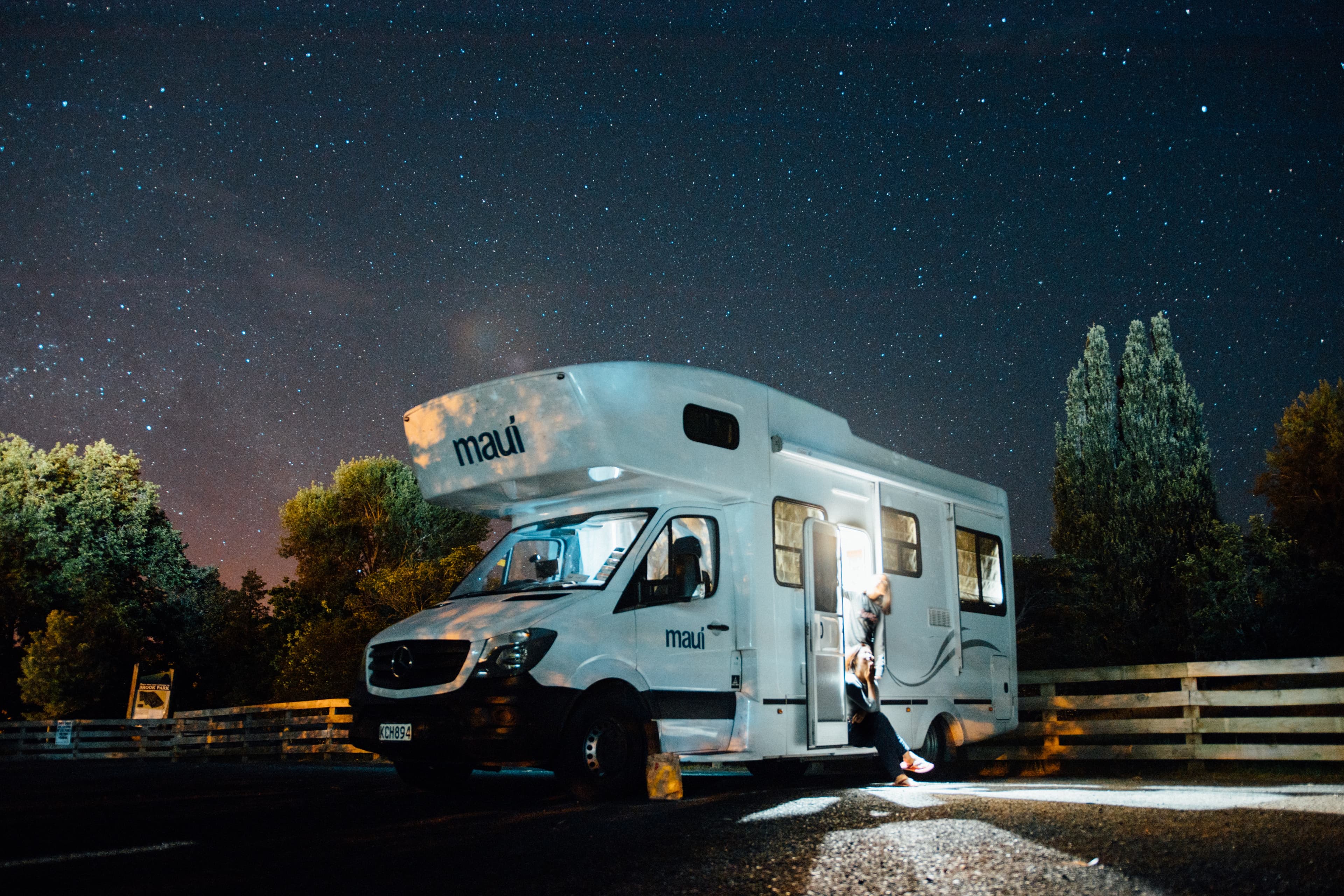 Motorhome on a stary night